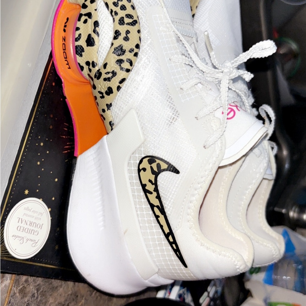 Nike White and Black High-Top Sneakers with Textured Finish